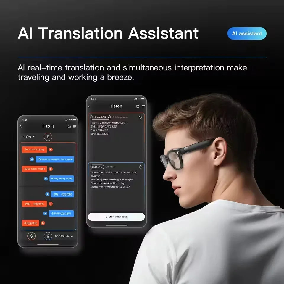 2026New800W Camera AI Glasses Men Color-Changing Smart Translation Glasses Photo Video Recording Waterproof Call SmartSunglasses