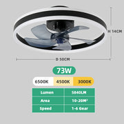 IRALAN Smart Ceiling Fan With Lights Remote Control Bedroom Decor Ventilator Lamp 6-speed wind speed led Circulator fan light