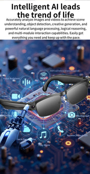 New 800W HD Camera Smart Glasses WFl Transmission Bluetooth Call AI Intelligent Voice Assistant Object Recognition Sun Glasses