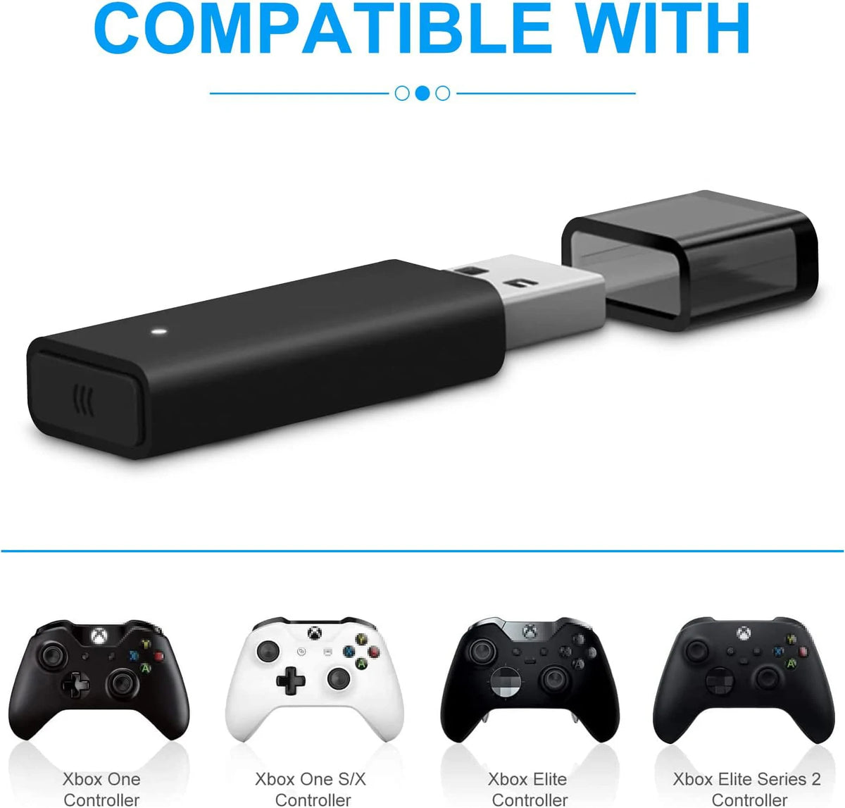 ONE S Wireless Adapter Compatible with Xbox One /S/X/Elite/ Controller for Windows 10/8/7,Simultaneous Connection of 8 Handles