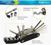 Bicycle Repair Tools Kit, Hex Spoke, Cycling Screwdrivers Tool, Tyre Lever, Allen Wrench, Mountain Bike Multitool