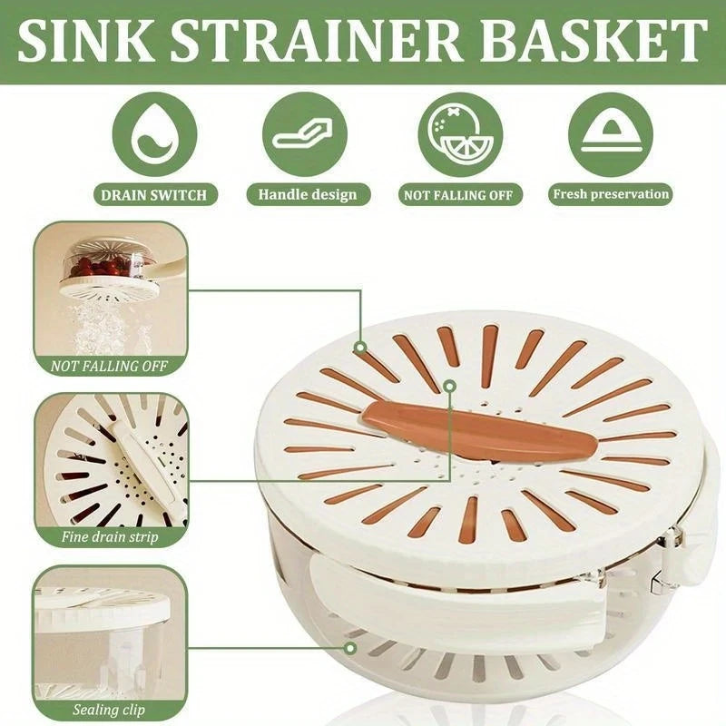 Multifunctional Drain Basket Fruit Vegetable Washing Strainer Basket WIth Lid Food Fresh Organizer Storage Box Kitchen Gadget