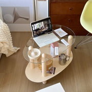 Household Living Room Simple Coffee Table Double Transparent Side Tables Modern Aesthetic Home Furniture Decoration Ornaments