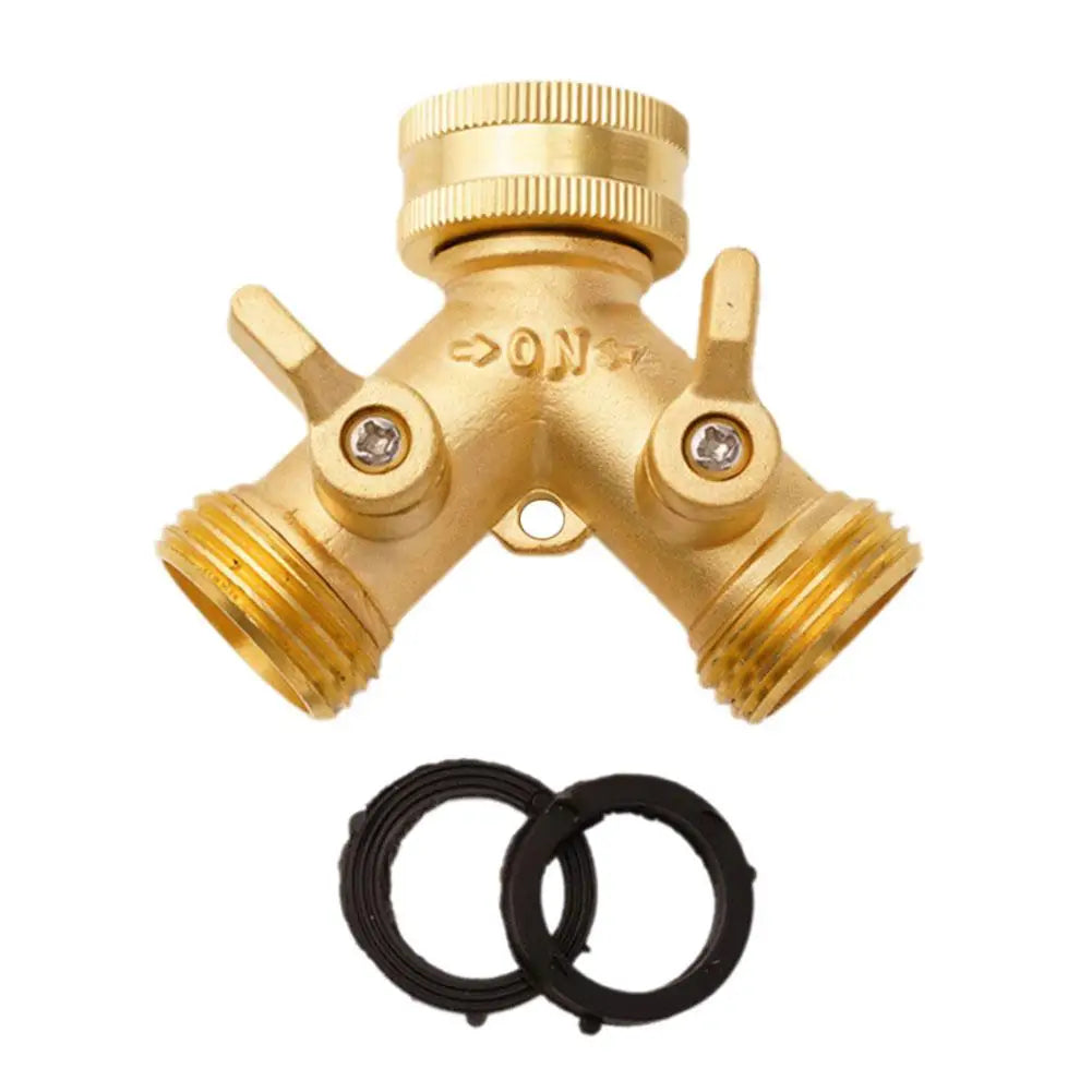 Garden Tools Copper Connector Copper 3/4 Garden Hose Water Y-tee Faucet Splitter Adjustable Control Splitter Flow Connector