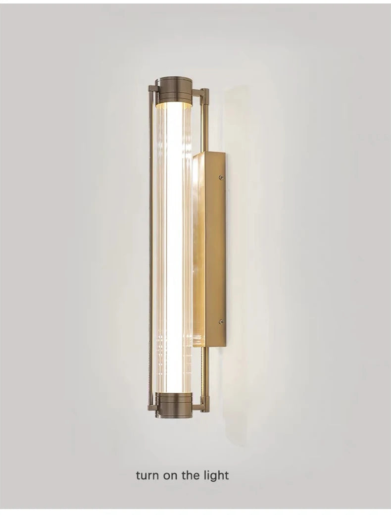 Italian living room, dining room, aisle wall lamp, sand nickel color, creative and simple glass wall lamp