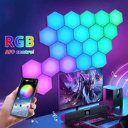 Smart LED RGB Wall Lights APP & Bluetooth Control Hexagonal Quantum Night Lamp Creative Home Decor for Room
