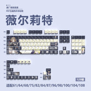 Anime Gaming Keyboard Keycaps 129 Key Set Pbt Material Five-Sided Heat Sublimation Transparent Side-Engraved Mechanical Keyboard