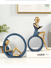 creative idea home accessories desk decoration Reading girl décoration miniature handicraft home decoration accessories  decor