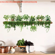 Bedroom Living Room Wall Beautification Green Plant Decor Courtyard Wall Decals Green Dill Leaves Hanging Basket Wall Stickers
