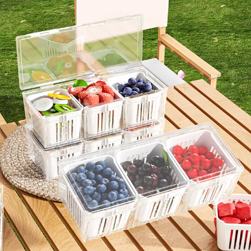 Kitchen Fruits Vegetables Storage Box Fridge Ginger Scallion Onion Fresh-keeping Container Food Drain Crisper Organizer