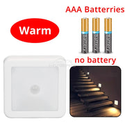 LED Night Light Smart Motion Sensor Battery USB Charging Operated Bedside Lamp Living Room Hallway Pathway Toilet Home Lighting