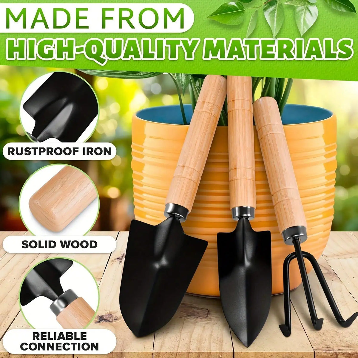 3PC/1Set Mini Gardening Tools Set Portable Small Gardening Tool With Handles Shovel Rake Indoor Gardening Planting Flower Tools