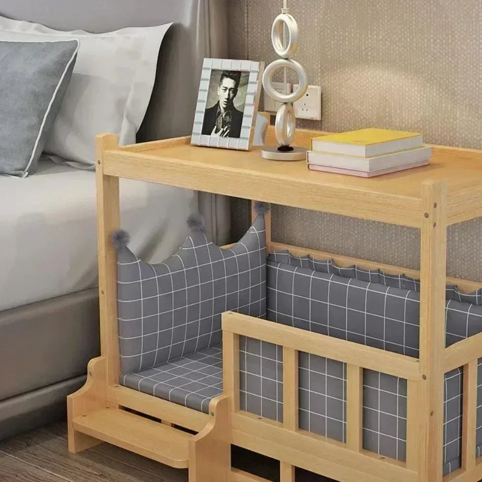 Simple Wooden Dog Bed Multifunctional Bedside Dog House Environmentally Friendly and Practical Pet Bed Light Luxury Dog Room