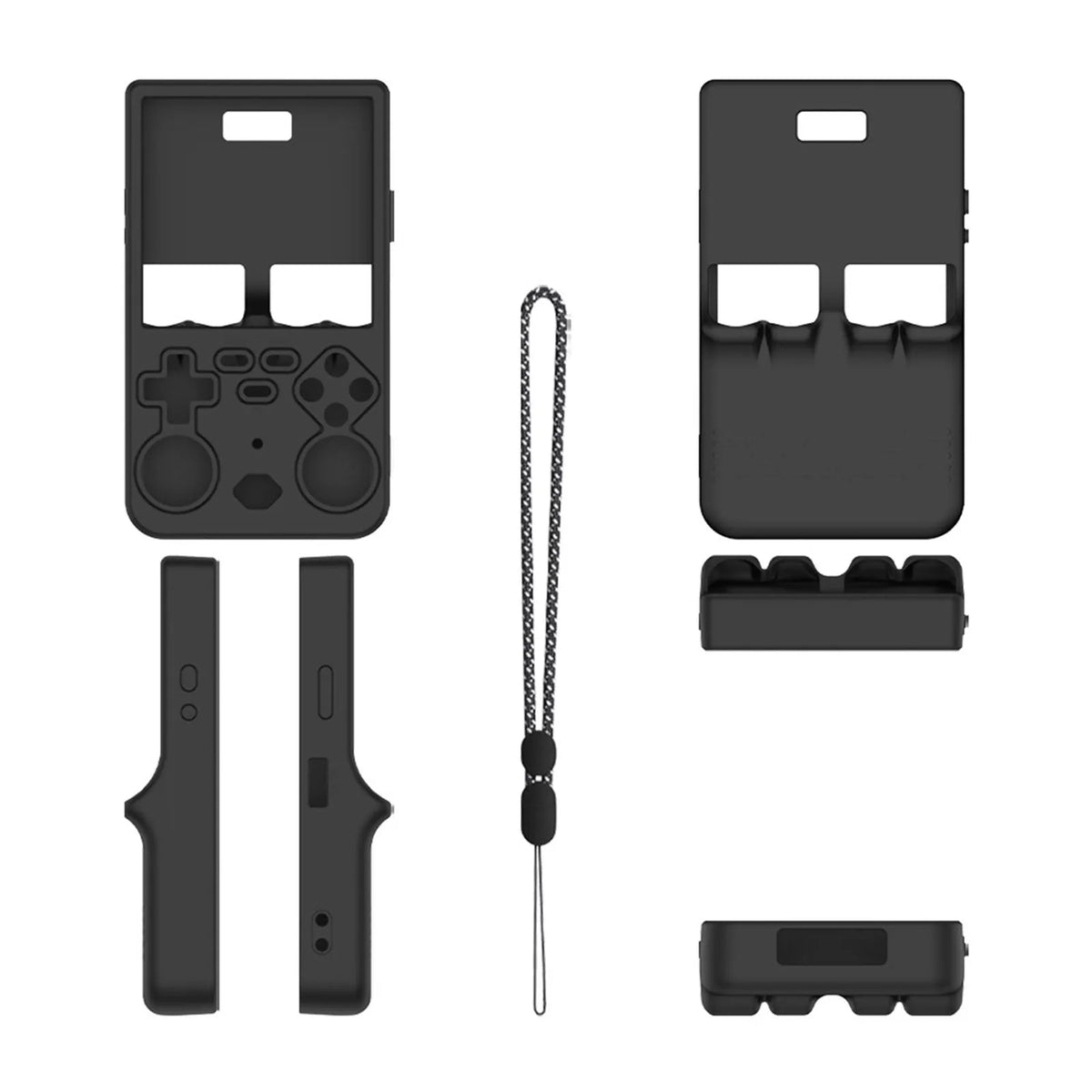 Games Console Soft Cover for R36 Ultra Gaming Accessories Against Scratch and Drop-Black Silicone Protective Case with Lanyard