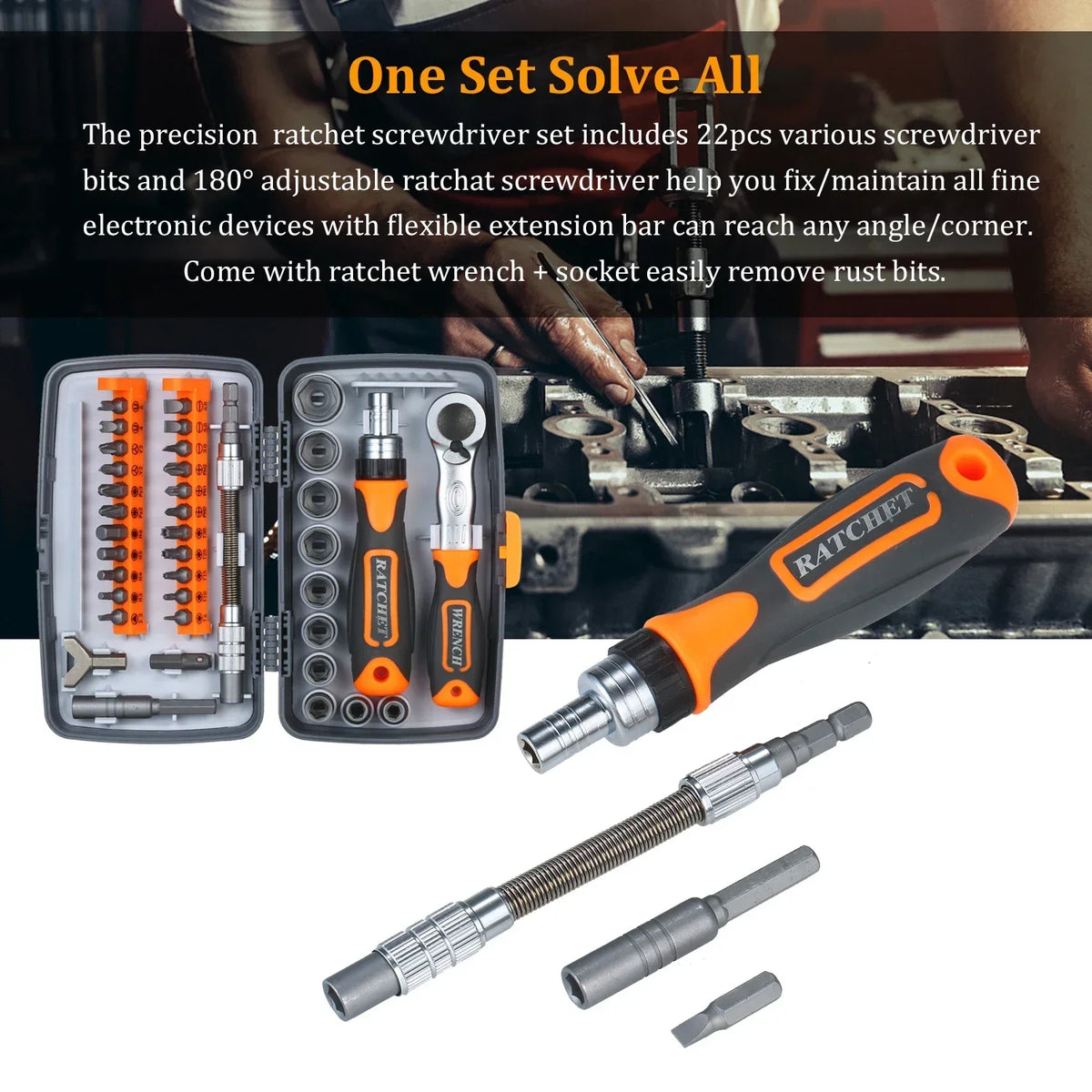 38 In 1 Multipurpose Screwdriver Bit Set Household Labor Saving Tool Kit Combination Ratchet Wrenches Hand Tool Sets