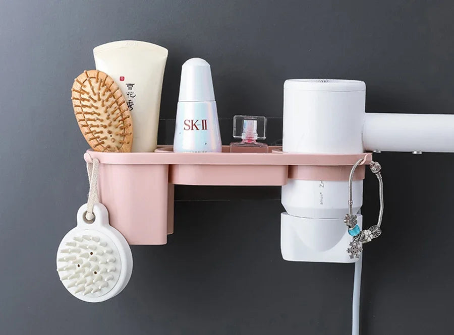 Home Accessory Set Storage Shelf, Holder for Storing Hair Dryer, Curling Iron, Bathroom Organizer