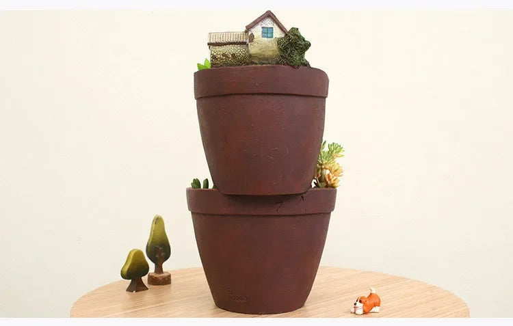 Dropshipping Garden Pot for Succulents Cactus, Creative Farmhouse Planter, Resin Flower Pots Fairy Garden Ornaments Home Decor