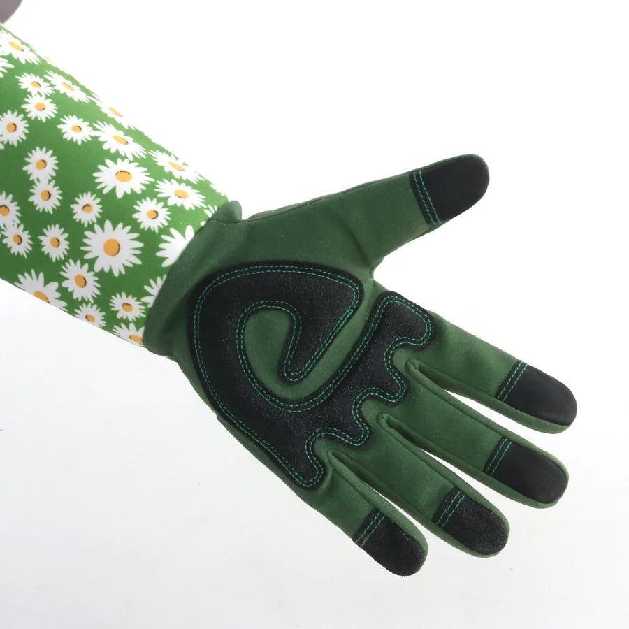 Gardening Gloves for Women Breathable Long Garden Gloves with Grip Thorn-Proof Leather Work Gardening Gloves