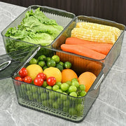 Food-Grade Refrigerator Storage Box Transparent with Lid Food Storage Containers Plastic Stackable Kitchen Organizer Camping