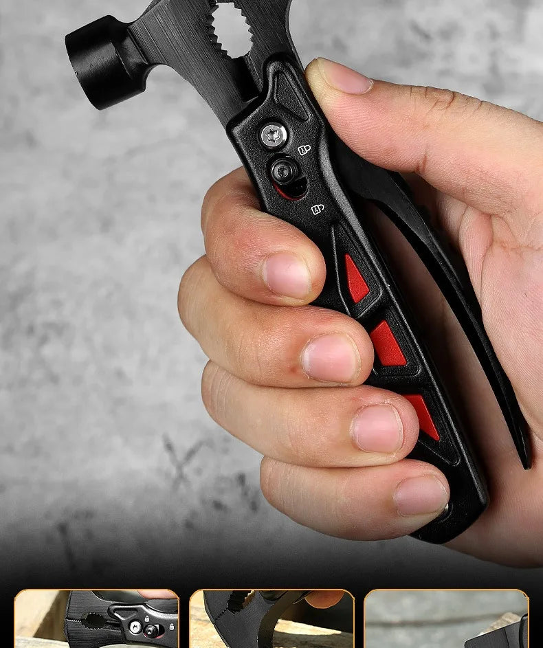 Outdoor Portable Repair Tool Claw Hammer Multi-Functional with Window Breaker Stainless Steel Pliers For Camping Tent Stakes