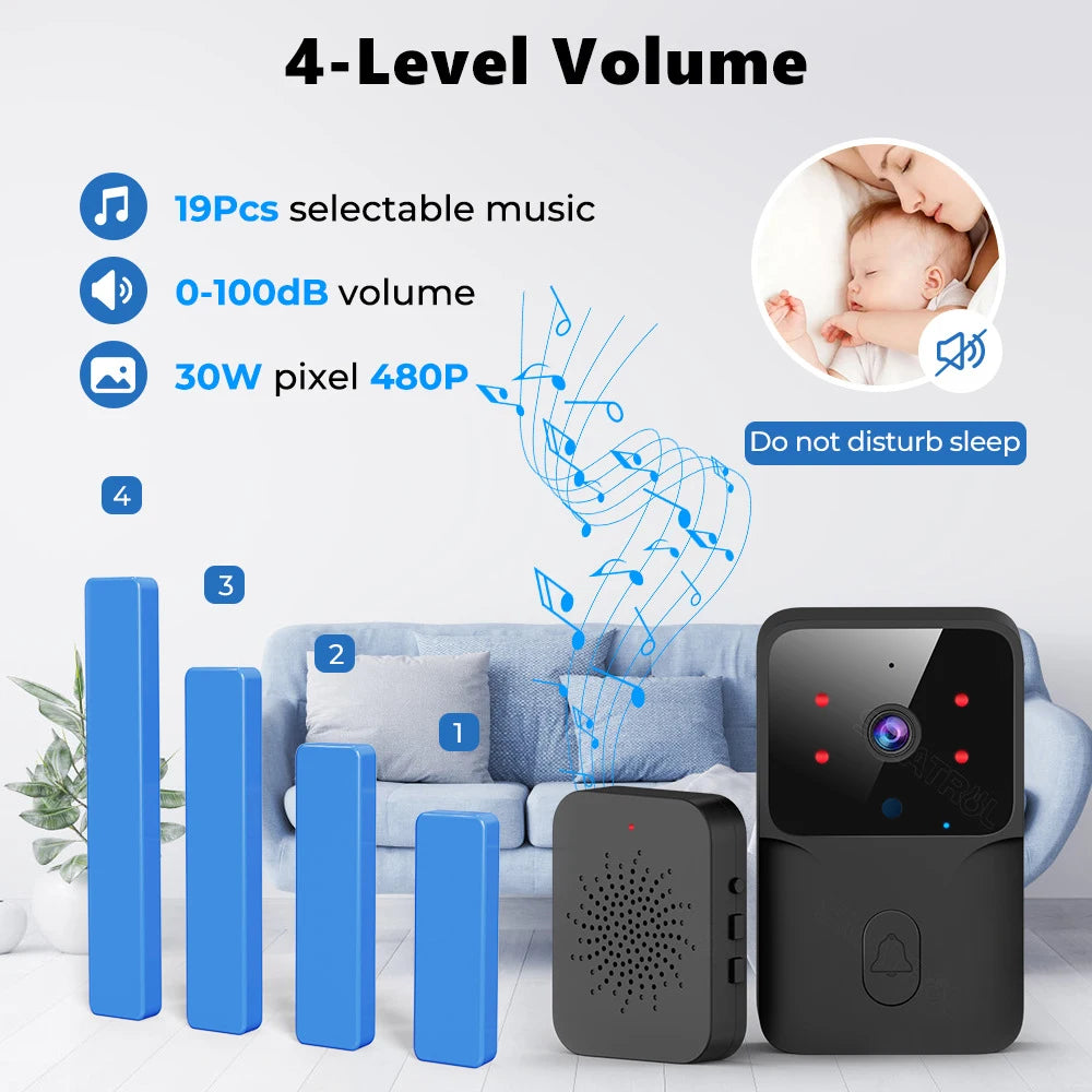 Smart WiFi Wireless doorbell IR night vision visual intercom real-time voice intercom home monitoring doorbell Easy to install