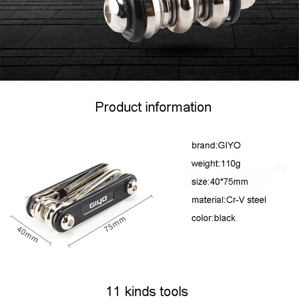 Bicycle Repair Tools Kit, Hex Spoke, Cycling Screwdrivers Tool, Tyre Lever, Allen Wrench, Mountain Bike Multitool