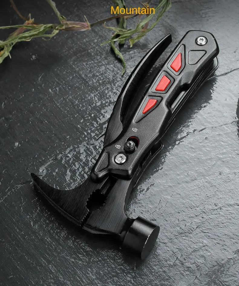 Outdoor Portable Repair Tool Claw Hammer Multi-Functional with Window Breaker Stainless Steel Pliers For Camping Tent Stakes