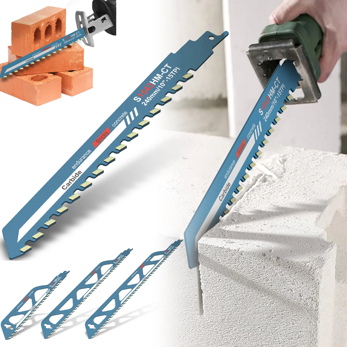 Demolition Masonry Reciprocating Saw Blade Hard Alloy Blade for Cutting Brick, Wood, Metal, PVC Tube, Porous Concrete, Hand Tool