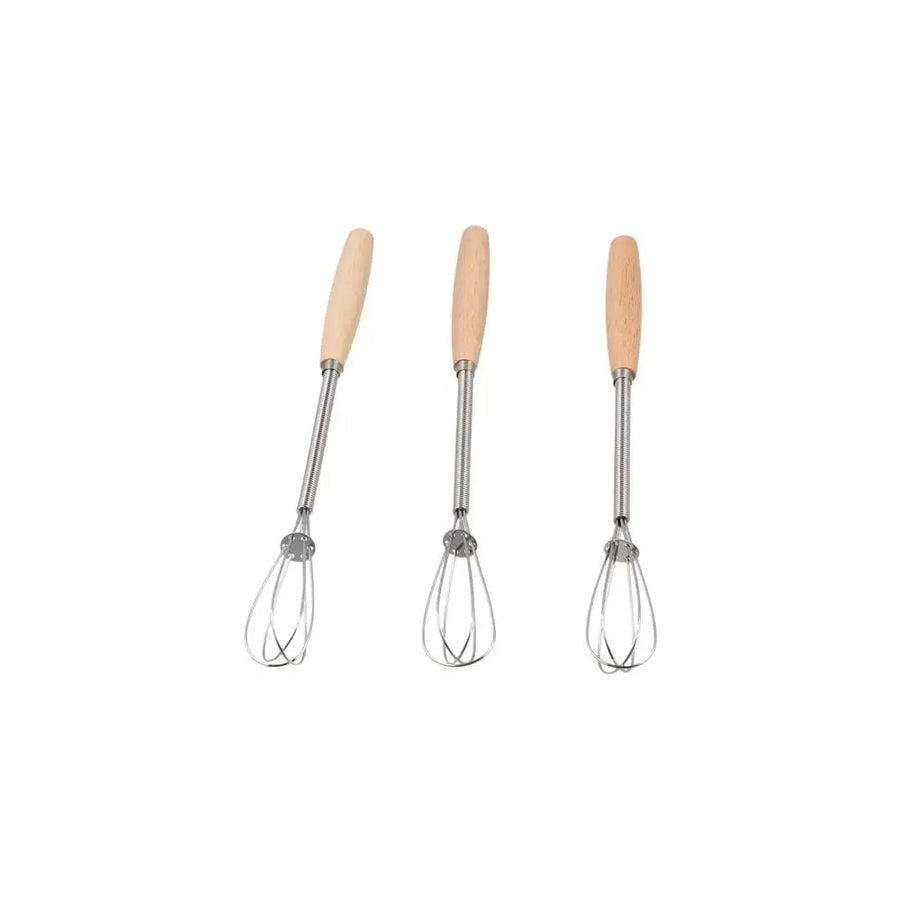 Kitchen Tools Multifunction Stainless Steel Egg Beater Useful Portable Mini Egg Whisk Wooden Handle Manual Egg Beater Baking