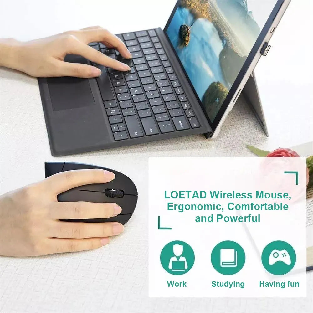Wireless Bluetooth Vertical Mouse 800/1200/1600 DPI 6 Button Personalised Side Grip Ergonomic 2.4G Mute Gaming PC Computer Mouse