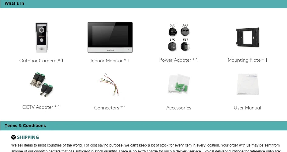 HOMSECUR 4 Wire Tuya Smart APP HD Video House Door Phone Kit with 7" Touch Screen Monitor IP65 Doorbell Camera Record Snapshot