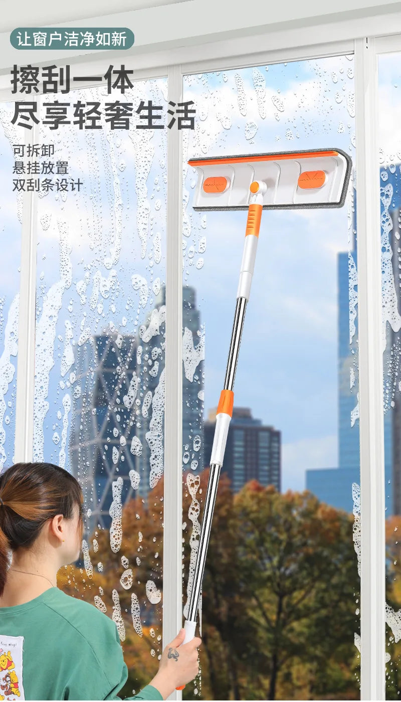 Window Clean Squeegee Mop Soft Microfiber Wiper Telescopic Glass Brush Multi-function Scraper Cleaning Dust Household Clean