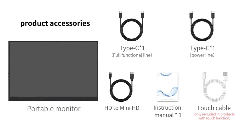 14.1 Inch Touch Screen Portable Monitor 100%sRGB 400cd/m2 Gaming Computer Expand Display For XBox PS4/ 5 Switch Loptop