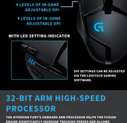 Logitech G402 Wired Mechanical Programmable Gaming Mouse for PC and Laptop Players (especially those playing PUBG)
