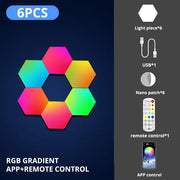 Smart LED RGB Wall Lights APP & Bluetooth Control Hexagonal Quantum Night Lamp Creative Home Decor for Room