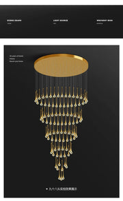 Villa Living Room Hanging Lamp Designer Loft Apartment Hotel Lobby Duplex Chandelier Modern Creative Golden Crystal Chandelier