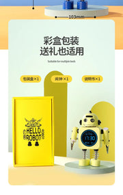 2025 Robot Smart Alarm Clock Led Wake-up Light Luminous Snooze Living Room Bedroom Desk Clock Children's Gifts Home Decoration
