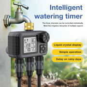 Garden Water Timer Irrigation System 3-Outlet Digital Garden Sprinkler Programmer Rain Delay Automatic Watering for Garden Lawn