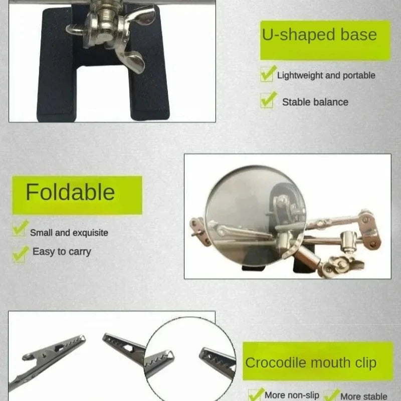Professional Third Hand Tool with Adjustable Magnifying Glass Jeweler Soldering Clip Craft InlayWelding and PrecisionRepair Work