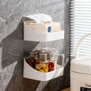 Kitchen Organizer Large Capacity Spice Jar Storage Holder Multifunctional Self-adhesive Wall Mounted Plastic Storage Rack