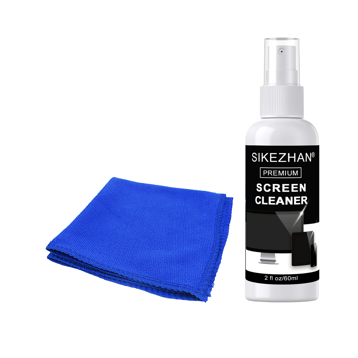 Streak-Free Screen Cleaner Spray Kit & Microfiber Cloth for Smart TV LCD LED OLED Monitor Laptop Tablet IPad Car Cleaning 60ml