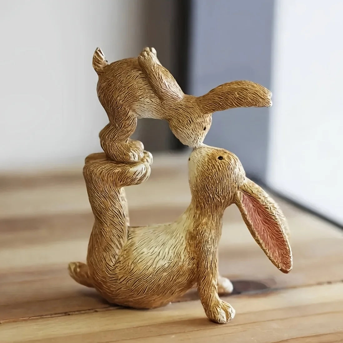 Garden Resin Kissing Bunny Statue Outdoor Garden Bonsai Store Decoration Animal Sculpture for Desk Garden Decor Ornament