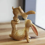 Garden Resin Kissing Bunny Statue Outdoor Garden Bonsai Store Decoration Animal Sculpture for Desk Garden Decor Ornament