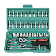 Professional Car Repair Tool Set Motorcycle Toolbox Set 46-Piece Set Car Repair Kit Ratchet Wrench Set Sockets Auto Repair Tools