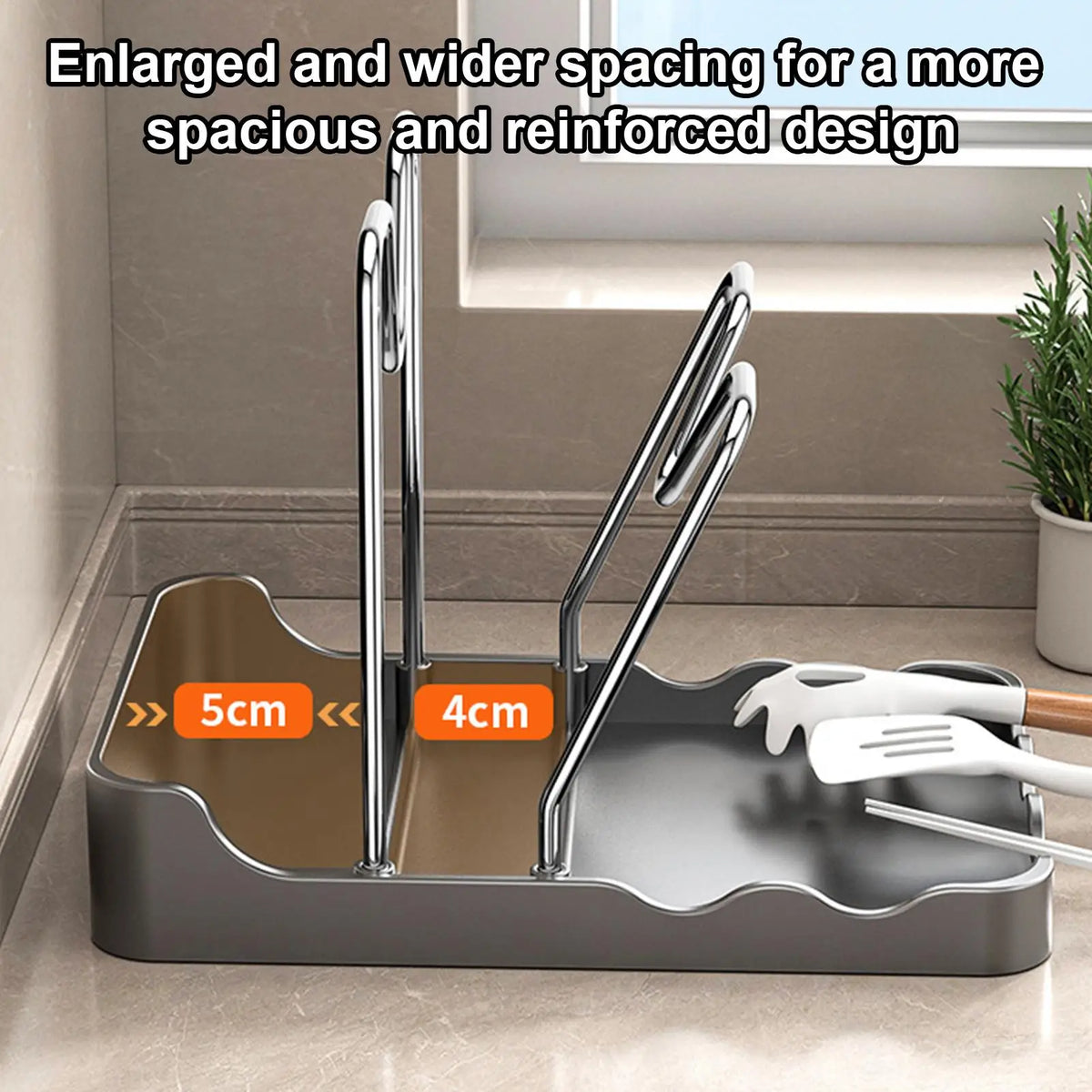 Kitchen Pot Lid Rack No Drill Pot Lid Organizer Kitchen Space Saving Countertop Organizer Rack with Drainage Tray Easy to Clean