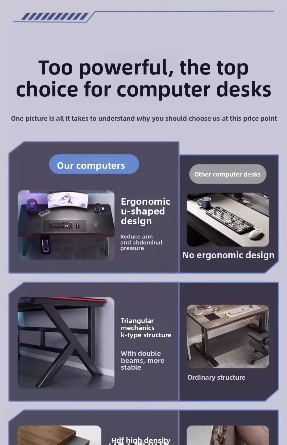 Gaming Desk for PC Desktop Computer Workstation Modern Office Desk Home Study Table Ergonomic Computer Desk for Students and