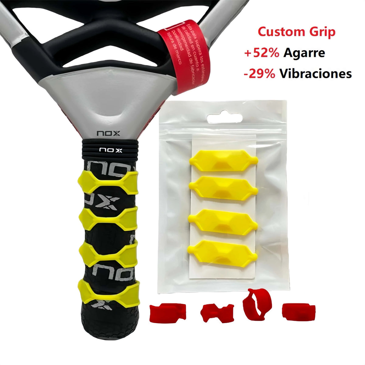 Tennis Racket Grip Sleeve， 52% Enhanced Non-Slip Grip,29% Vibration Reduction,Durable Material for Optimal Playing Experience