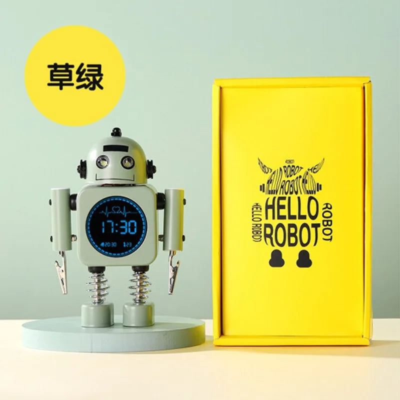 2025 Robot Smart Alarm Clock Led Wake-up Light Luminous Snooze Living Room Bedroom Desk Clock Children's Gifts Home Decoration