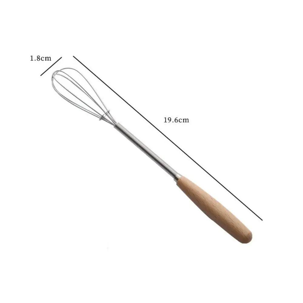 Kitchen Tools Multifunction Stainless Steel Egg Beater Useful Portable Mini Egg Whisk Wooden Handle Manual Egg Beater Baking