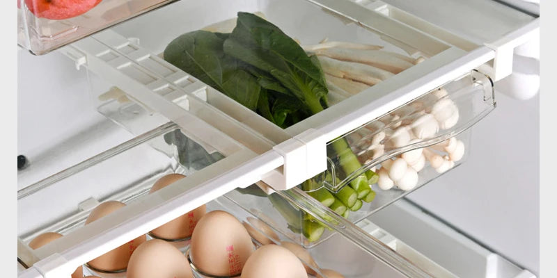 Hanging Fridge Storage Clear Refrigerator Shelves Organizer Eggs Fruits Vegetable Food Container Space Saving Kitchen Drawer Box